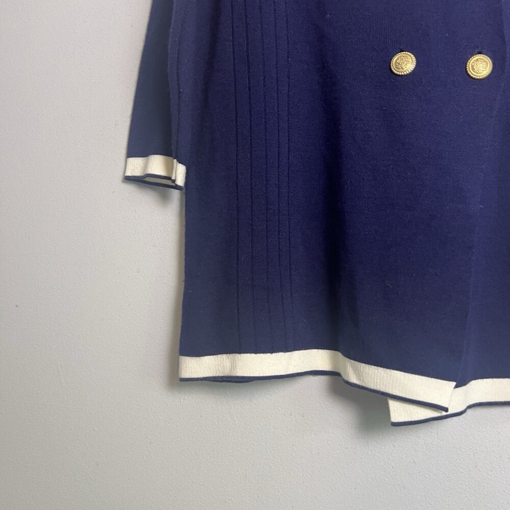 T.C.N Women's Wool Blend Button Up Blazer Sz L Navy Blue Preppy Academia Classy - Picture 4 of 9